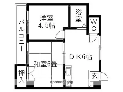 アダマス(2DK/8階)の間取り写真