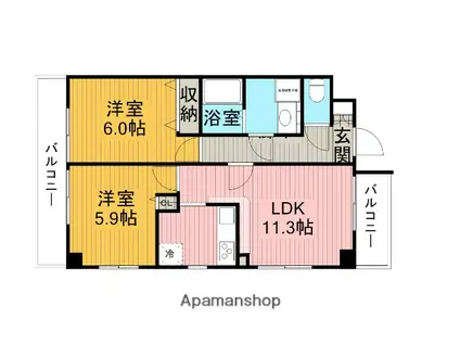 リガーレ浮間公園(2LDK/4階)の間取り写真