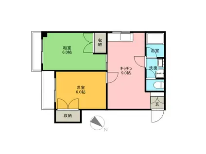 メゾンフラワー(2LDK/1階)の間取り写真
