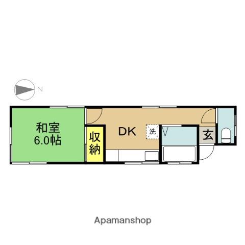 岡部荘(1DK/2階)の間取り写真