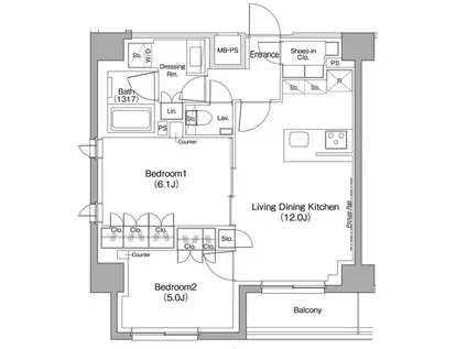 ザ・パークハビオ駒込(2LDK/7階)の間取り写真
