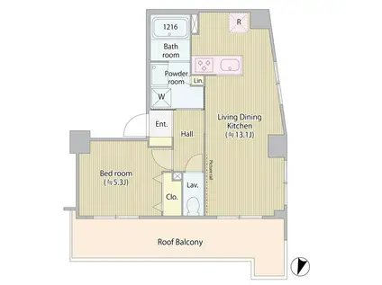 グラススペース(1LDK/5階)の間取り写真