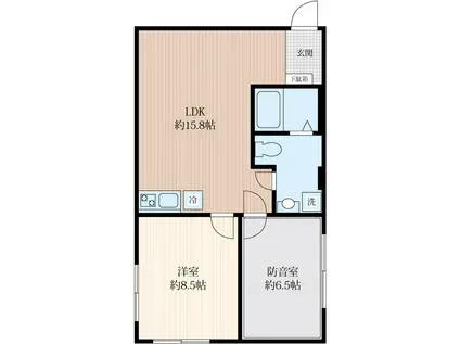 リトルズトーンラシクラス平和公園(2LDK/3階)の間取り写真