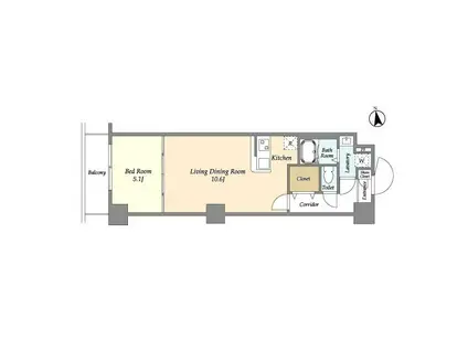 アルファコート西新井(1LDK/4階)の間取り写真