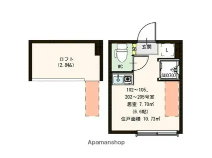 グランサムハウス王子神谷(ワンルーム/2階)の間取り写真