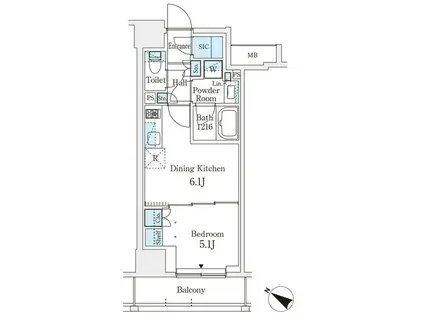 テラス駒込イースト(1DK/3階)の間取り写真