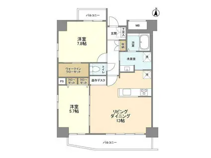 プライムアーバン西日暮里(2LDK/7階)の間取り写真