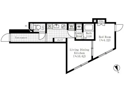 CREATIF池袋本町(1LDK/4階)の間取り写真
