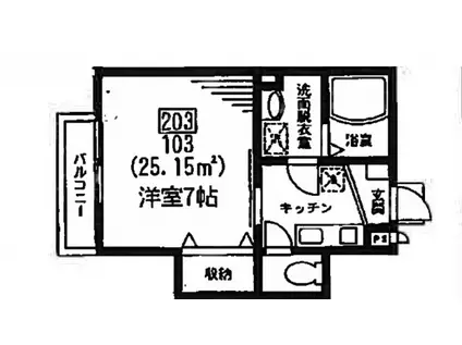 KNハウス(1K/2階)の間取り写真