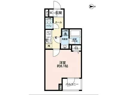 プレール・ドゥーク赤塚(1K/3階)の間取り写真