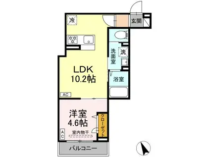 セレスティア皿沼(1LDK/2階)の間取り写真