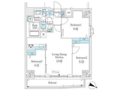 プライムブリス板橋本町(3LDK/9階)の間取り写真