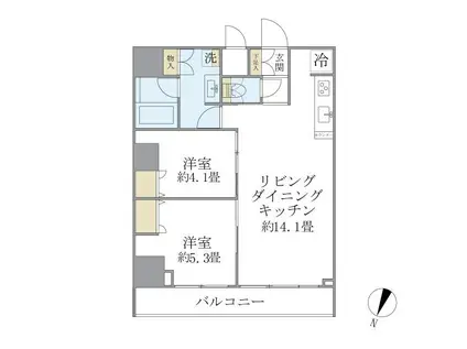 エレミ本蓮沼(2LDK/1階)の間取り写真