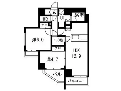 SAKURA AXIS 中板橋(2SLDK/4階)の間取り写真