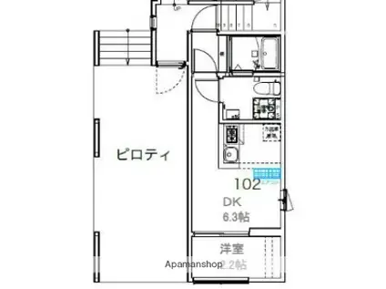 アンベリール北赤羽(1DK/1階)の間取り写真