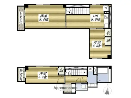 ウィロー板橋本町(3DK/4階)の間取り写真