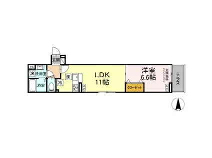 セレスティア南花畑IV(1LDK/1階)の間取り写真