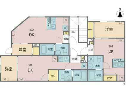 MIREA浮間舟渡(1DK/3階)の間取り写真