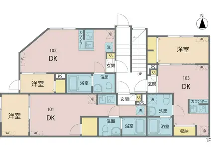MIREA浮間舟渡(1DK/1階)の間取り写真