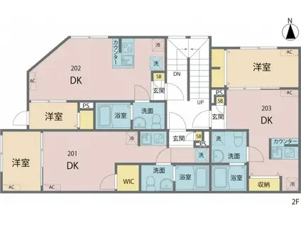 MIREA浮間舟渡(1DK/2階)の間取り写真