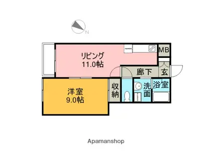 ハイリード・セイフウ(1LDK/10階)の間取り写真