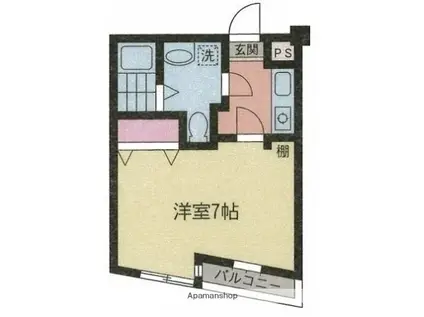 グエルサカエ羽根木(1K/2階)の間取り写真