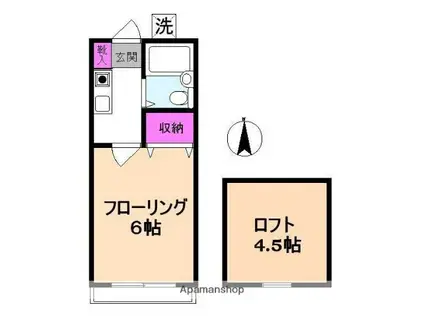 カーサ元町A(1K/2階)の間取り写真