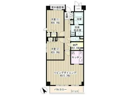 ピュアステージ千歳船橋(2LDK/1階)の間取り写真