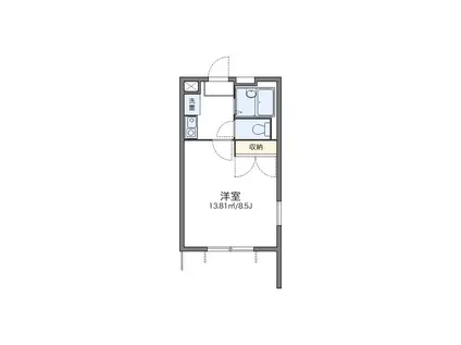 レオパレスビューフレア(1K/1階)の間取り写真