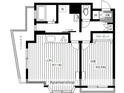ファースト浅賀(1LDK/4階)の間取り写真