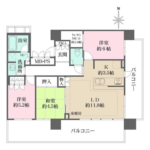 ザ・パークハウス中野タワー(3LDK/21階)の間取り写真