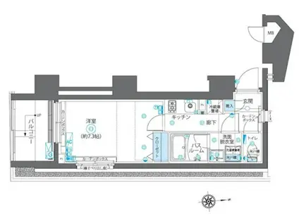 ZOOM新宿下落合(1K/1階)の間取り写真