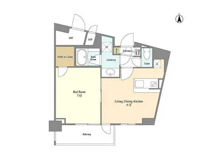 オーキッドレジデンス神楽坂(1LDK/1階)の間取り写真