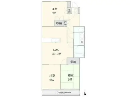 サンライズ中瀬(3LDK/3階)の間取り写真