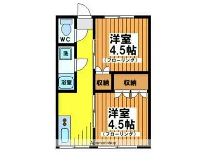 コーポ千代荘(2K/2階)の間取り写真