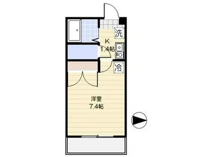 フェルメール(1K/1階)の間取り写真