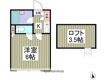 ル・ジャルダン小金井(1K/1階)の間取り写真