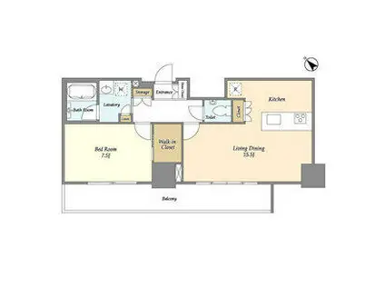 フロンティア新宿タワー(1LDK/7階)の間取り写真