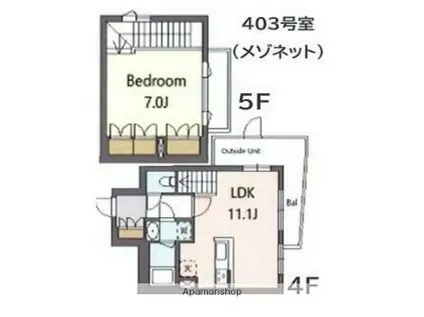 パークフロント(1LDK/4階)の間取り写真