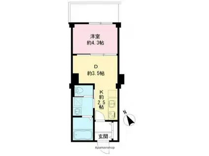 つむぎの杜 西荻みなみ(1DK/2階)の間取り写真