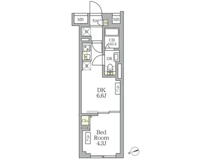 SOLASIA RESIDENCE 荻窪(1DK/B1階)の間取り写真