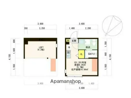 PLUMERIA鷺宮(ワンルーム/1階)の間取り写真