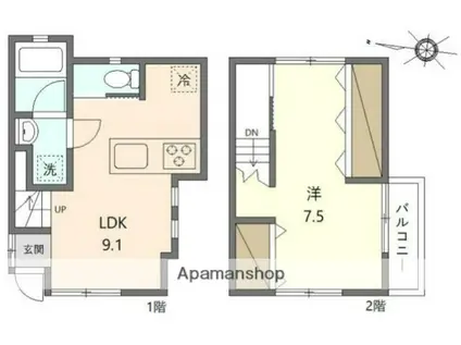 大徳ハウス(1LDK/2階)の間取り写真