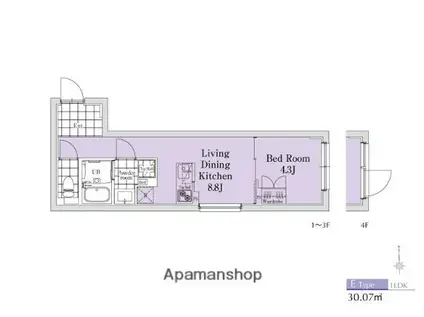 EXAM新中野Ⅱ(1LDK/4階)の間取り写真