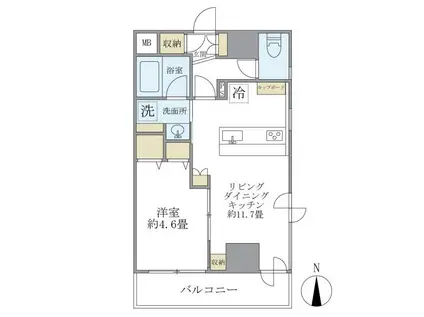 ISM中野坂上(1LDK/5階)の間取り写真
