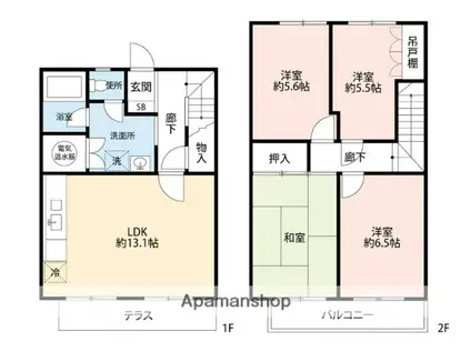 コープ野村清水町2-5(4LDK/1階)の間取り写真