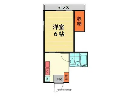 フラッツ武蔵野(1K/1階)の間取り写真