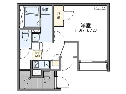 レオネクストFERIO瀬田(1K/1階)の間取り写真