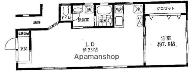 東急東横線 学芸大学駅 徒歩8分 3階建 築18年(1LDK/1階)の間取り写真