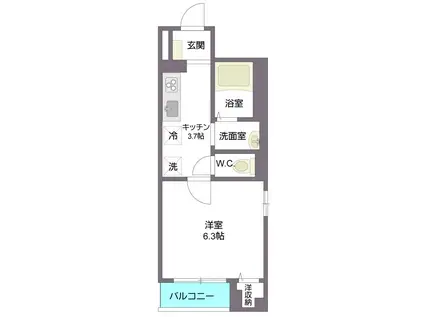 オリザ西新宿(1K/2階)の間取り写真